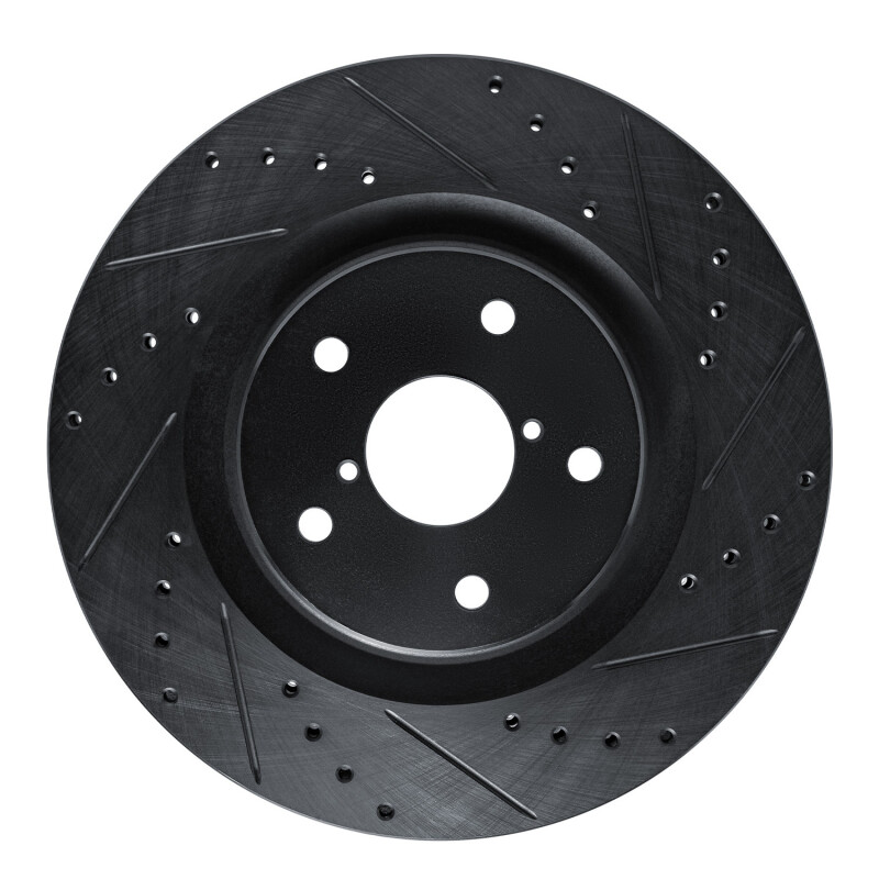 Subaru Crosstrek Brake Rotor (1) - Front Right - R1 Concepts - Drilled & Slotted - Black - `20-`25